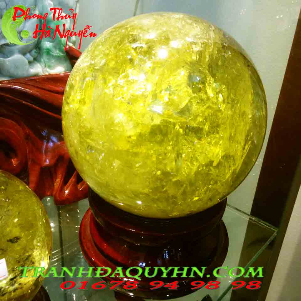 quả cầu phong thủy đá thạch anh vàng